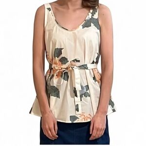 Armani Exchange Floral Sleeveless Blouse, Size XS. White, orange, blue and green